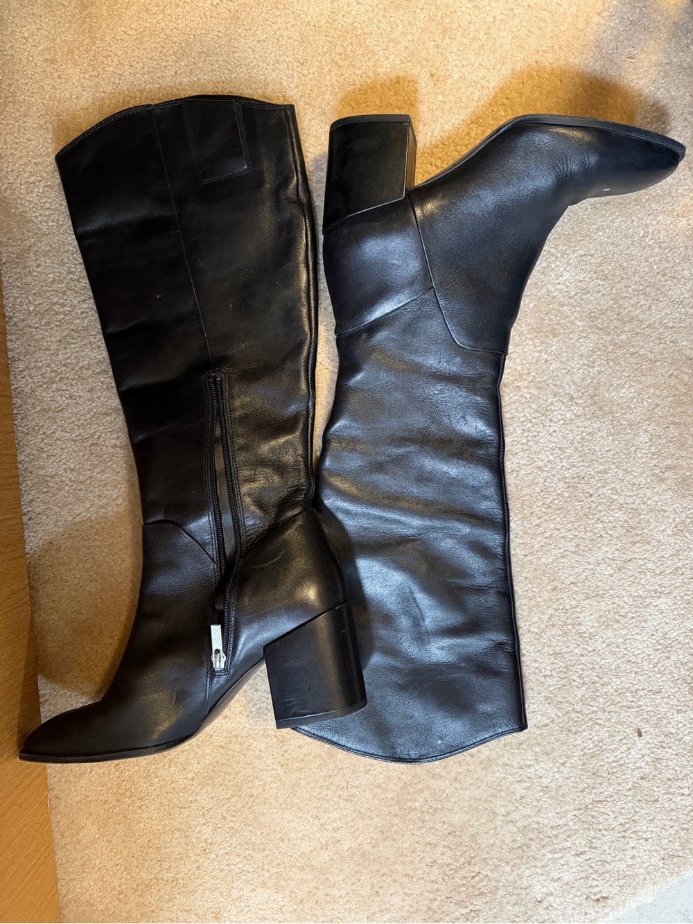 Nordstrom Black Over-the-Knee Leather Boots with Block Heel
